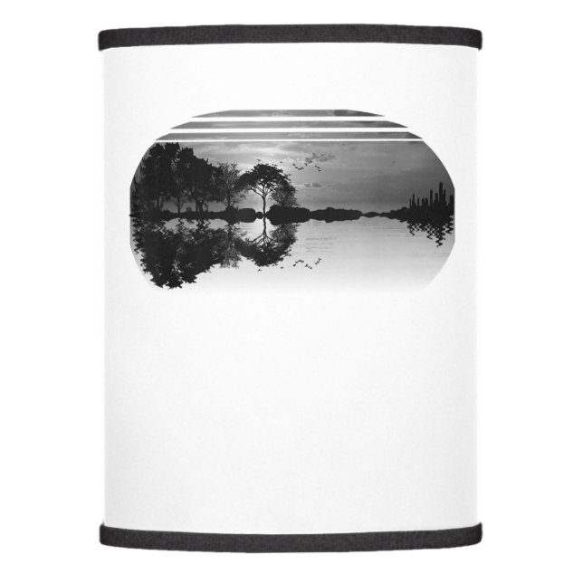 Guitar Lake Shadow Love Guitar Gift Music Lovers Lamp Shade (Front)