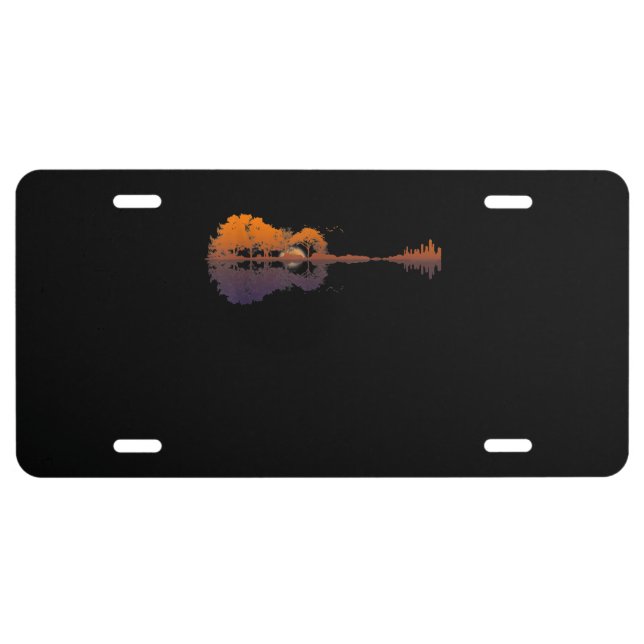 Guitar Lake Shadow Love Guitar Gift Music Lovers License Plate (Front)