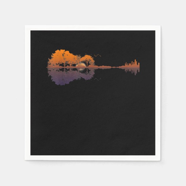 Guitar Lake Shadow Love Guitar Gift Music Lovers Napkins (Front)