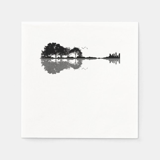 Guitar Lake Shadow Love Guitar Gift Music Lovers Napkins (Front)
