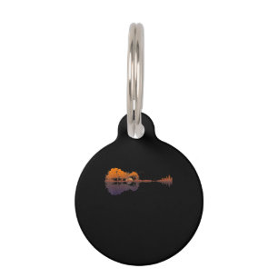 Guitar Lake Shadow Love Guitar Gift Music Lovers Pet ID Tag
