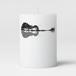 Guitar Lake Shadow Love Guitar Gift Music Lovers Pillar Candle