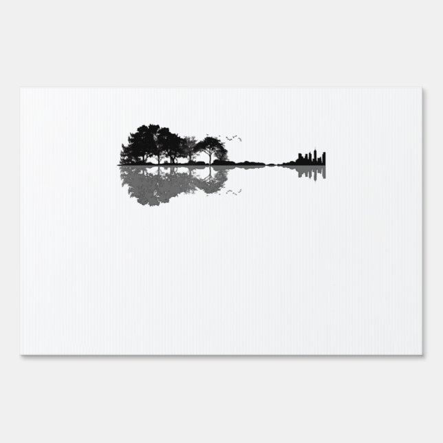 Guitar Lake Shadow Love Guitar Gift Music Lovers Sign (Front)