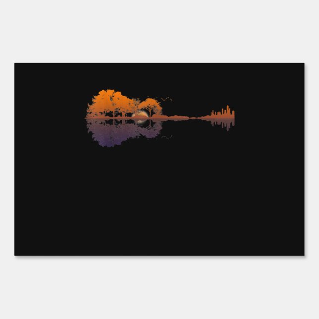 Guitar Lake Shadow Love Guitar Gift Music Lovers Sign (Front)