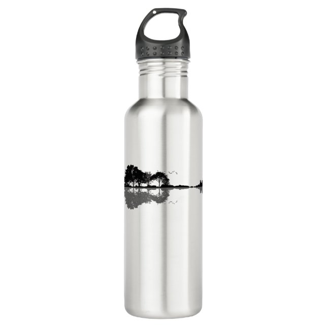 Guitar Lake Shadow Love Guitar Gift Music Lovers Stainless Steel Water Bottle (Front)