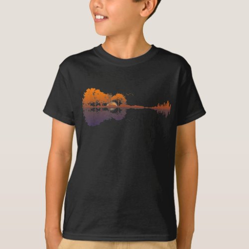 Guitar Lake Shadow Love Guitar Gift Music Lovers T_Shirt