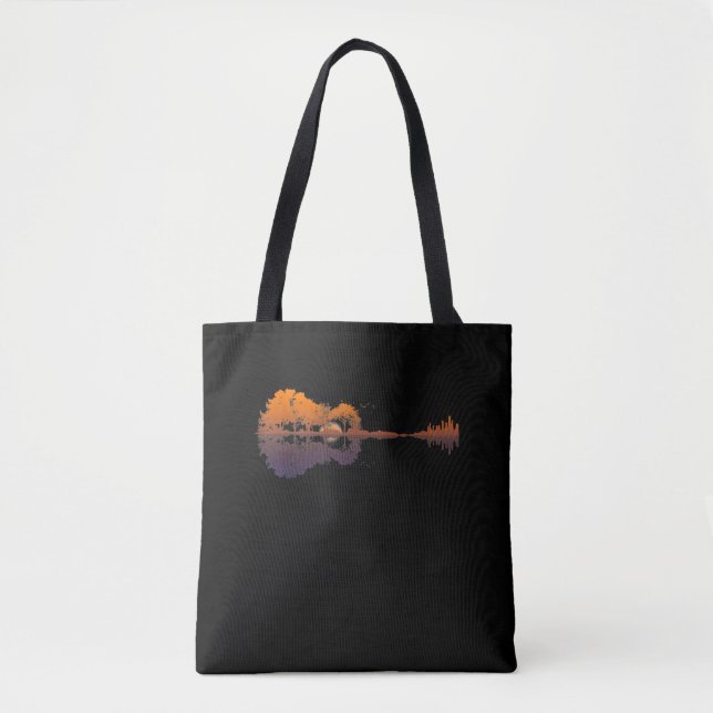 Guitar Lake Shadow Love Guitar Gift Music Lovers Tote Bag (Front)