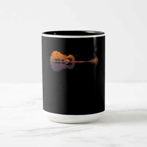 Guitar Lake Shadow Love Guitar Gift Music Lovers Two_Tone Coffee Mug