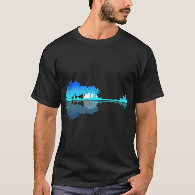 Guitar Lake Shadow Love Guitar Musician T-Shirt (Front)