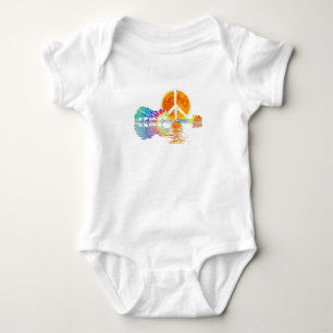 Guitar Lake Shadow Peace Love Guitar Hippie Baby Bodysuit