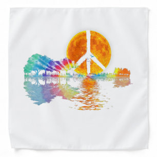 Guitar Lake Shadow Peace Love Guitar Hippie Bandana