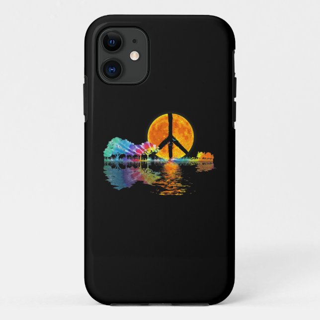 Guitar Lake Shadow Peace Love Guitar Hippie Case-Mate iPhone Case (Back)