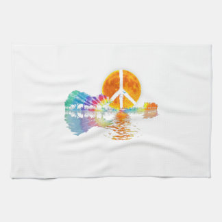 Guitar Lake Shadow Peace Love Guitar Hippie Kitchen Towel
