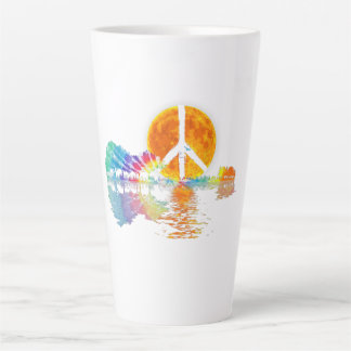 Guitar Lake Shadow Peace Love Guitar Hippie Latte Mug