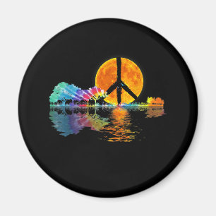 Guitar Lake Shadow Peace Love Guitar Hippie Magnet