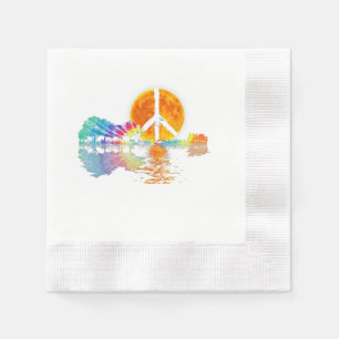 Guitar Lake Shadow Peace Love Guitar Hippie Napkins