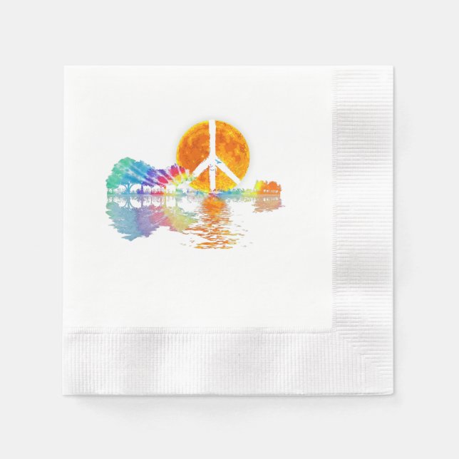 Guitar Lake Shadow Peace Love Guitar Hippie Napkins (Front)