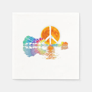 Guitar Lake Shadow Peace Love Guitar Hippie Napkins