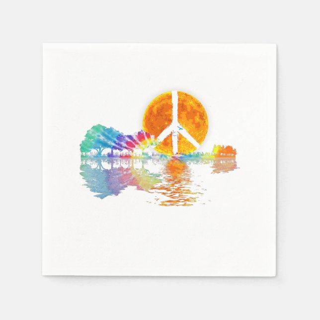 Guitar Lake Shadow Peace Love Guitar Hippie Napkins (Front)