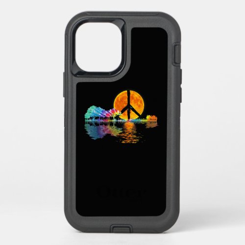 Guitar Lake Shadow Peace Love Guitar Hippie OtterBox Defender iPhone 12 Case