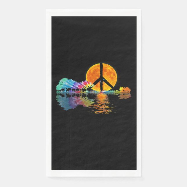Guitar Lake Shadow Peace Love Guitar Hippie Paper Guest Towels (Front)