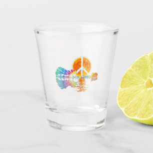 Guitar Lake Shadow Peace Love Guitar Hippie Shot Glass