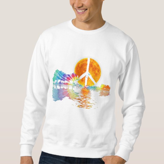 Guitar Lake Shadow Peace Love Guitar Hippie Sweatshirt (Front)