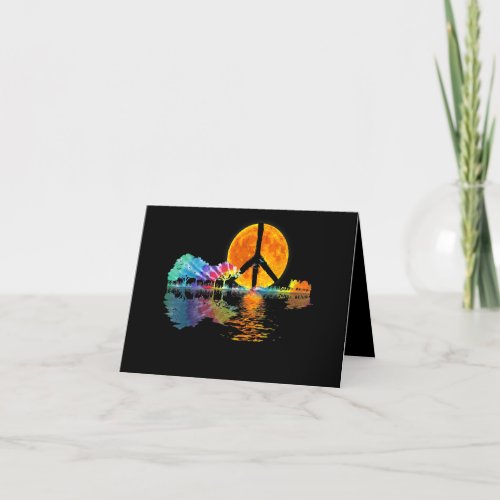 Guitar Lake Shadow Peace Love Guitar Hippie Thank You Card