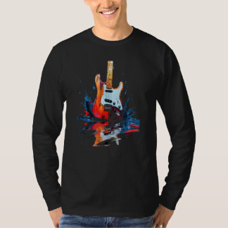 Guitar Lake Shadow Reflection Love Guitar Musician T-Shirt