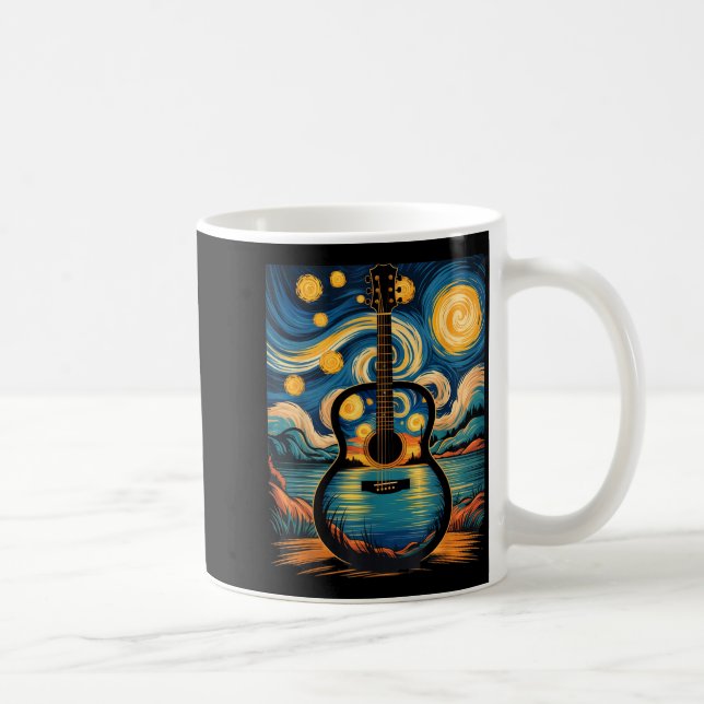 Guitar Lake Starry Night Music Guitarist Van Gogh  Coffee Mug (Right)