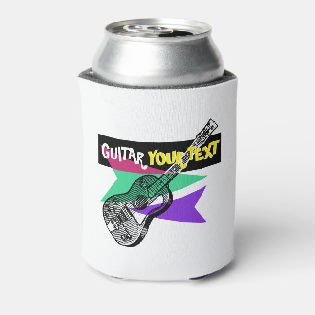 Guitar Legend Retro Illustration Customizable Can Cooler (Can Back)