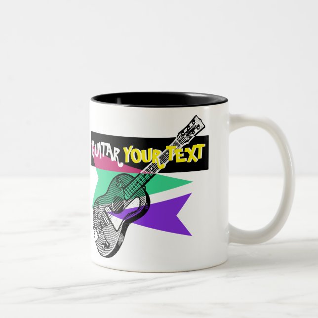 Guitar Legend Retro Illustration Customizable Mug (Right)