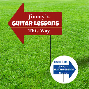 Guitar lessons Arrow Sign Doublesided Blue/Red