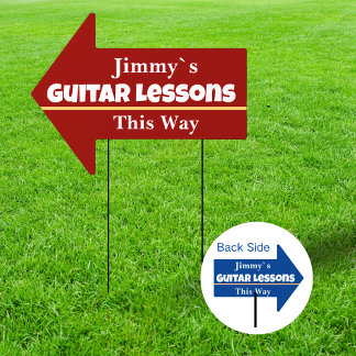 Guitar lessons Arrow Sign Doublesided Blue/Red 