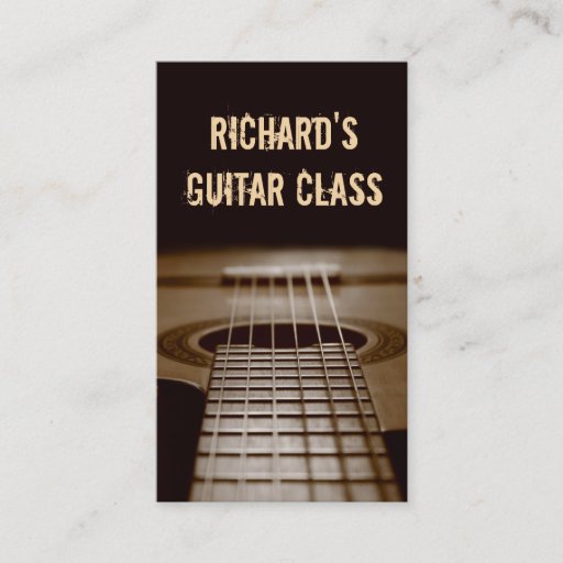 Customizable Guitar Lessons - Classic Elegant Guitar Photo Business Card Templates