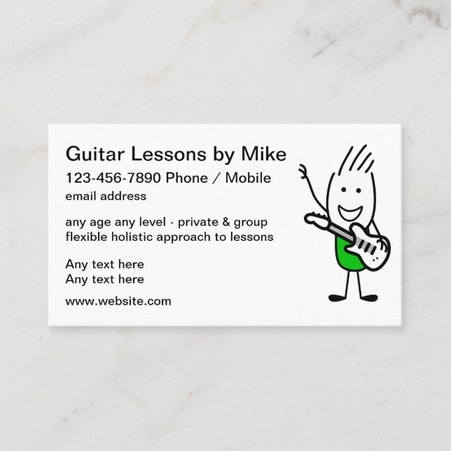 Guitar Lessons Cool Business Cards (Front)