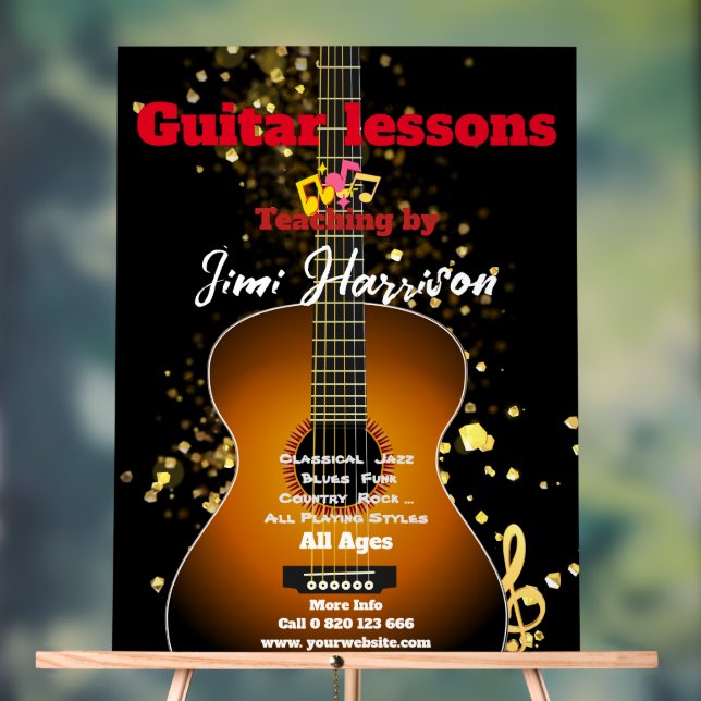 Guitar lessons Customized Acrylic Sign  (Neutral)