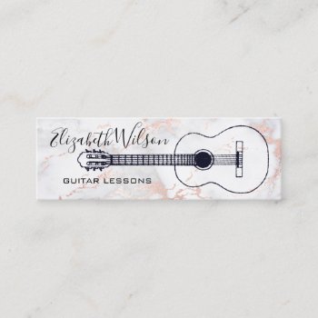 Guitar Lessons Marble Decor Mini Business Card by musickitten at Zazzle