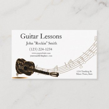 Guitar Lessons Music Notes Business Card by Iggys_World at Zazzle