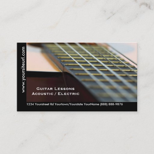 Customizable Guitar Lessons - Music Teacher Acoustic Guitar Business Card Template