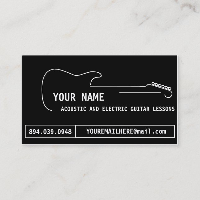 Guitar lessons / music teacher business cards (Front)