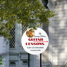 Guitar Lessons Outdoor Sign Circle Yard Sign 