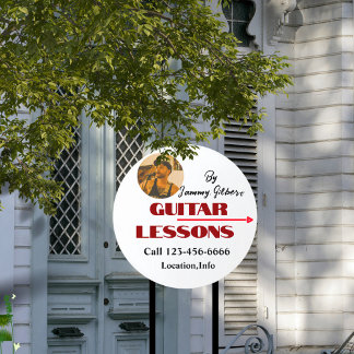 Guitar Lessons Outdoor Sign Circle Yard Sign 