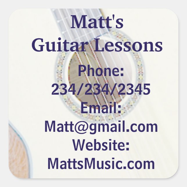 Guitar Lessons Promotional Stickers (Front)
