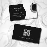 Guitar Lessons Qr Code Musical Black White  Business Card at Zazzle