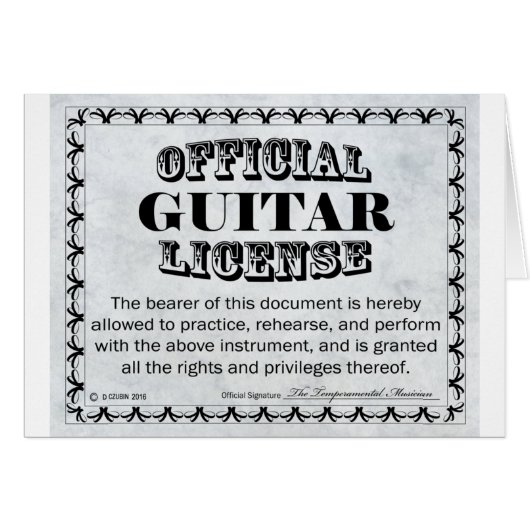 Guitar License Cards (Front Horizontal)