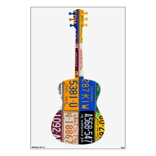 Guitar License Plate Art Vintage Recycled Decal