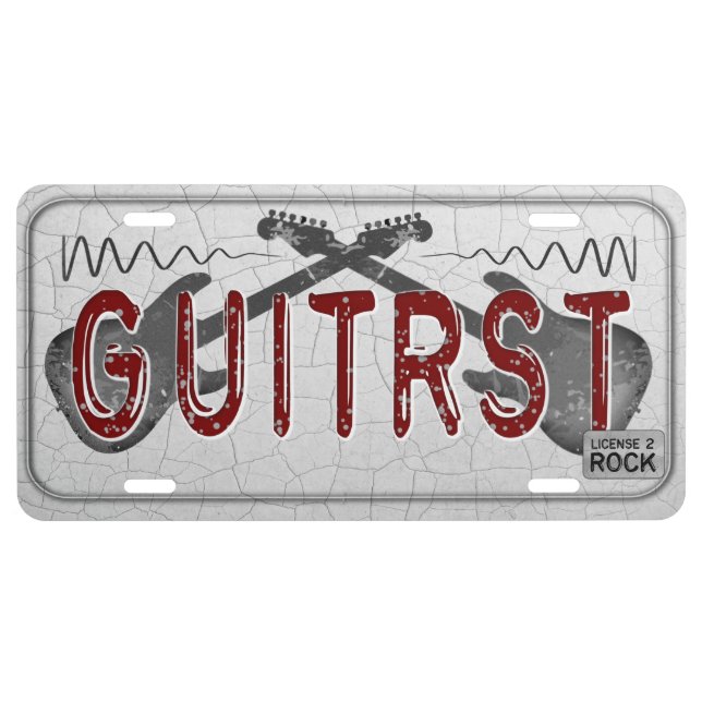 Guitar License Plate Guitarist Musician Gift (Front)