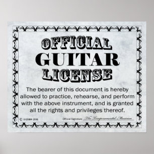 Guitar License Poster