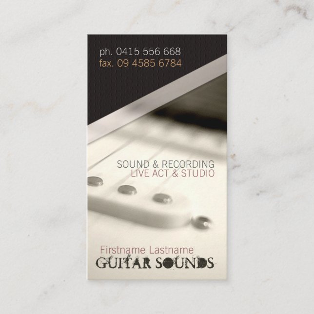 GUITAR LIGHT Vertical  Business card (Front)